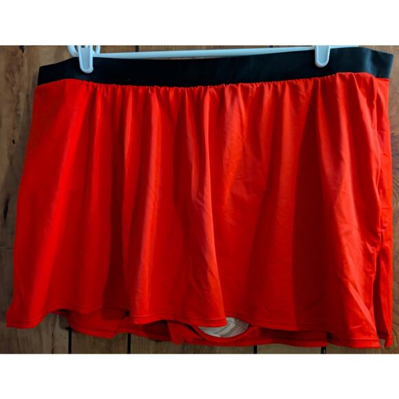 Cacique Swim Skirt Panties Bottom Womens Plus Size 28‎ 4X Red Stretch Slits Side - Picture 2 of 4